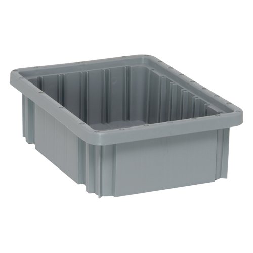 Divider Box&reg; Containers, Plastic, 10.9" W x 8.3" D x 3.5" H, Grey Dufferin Supply