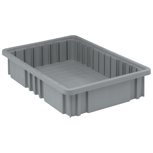 Divider Box&reg; Containers, Plastic, 16.5" W x 10.9" D x 3.5" H, Grey Dufferin Supply