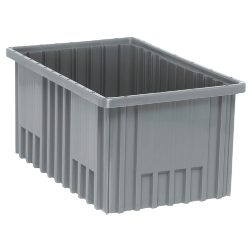 Divider Box&reg; Containers, Plastic, 16.5" W x 10.9" D x 8" H, Grey Dufferin Supply