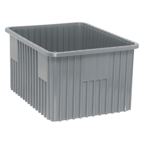 Divider Box&reg; Containers, Plastic, 22.5" W x 17.5" D x 12" H, Grey Dufferin Supply