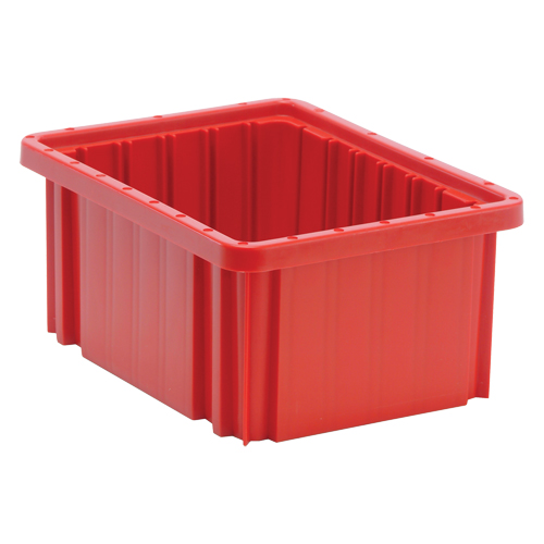 Divider Box&reg; Containers, Plastic, 10.9" W x 8.3" D x 5" H, Red Dufferin Supply