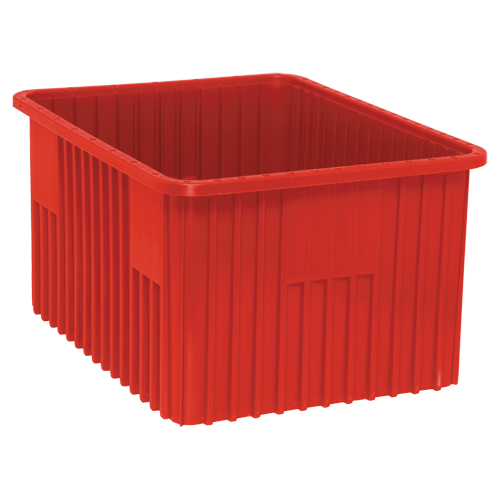 Divider Box&reg; Containers, Plastic, 22.5" W x 17.5" D x 12" H, Red Dufferin Supply