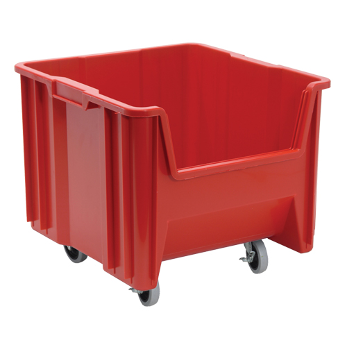 Mobile Giant Stack Container, 12-1/2" H x 16-1/2" W x 17-1/2" D, 250 lbs. Capacity, Red Dufferin Supply