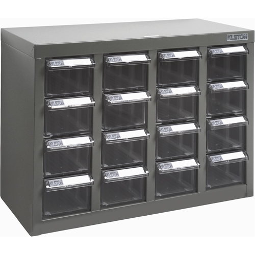 KPC-500 Parts Cabinet, Galvanized Steel, 16 Drawers, 18-3/10" x 8-7/10" x 13-4/5", Grey Dufferin Supply