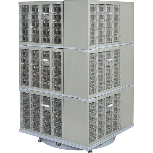 Armoire industrielle robuste avec carrousel &agrave; tiroirs, Acier, 240 tiroirs, 27" la x 27" p x 48" h, Gris Dufferin Supply