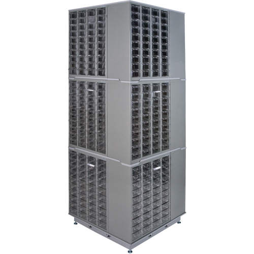 Heavy-Duty Industrial Carousel Drawer Cabinet, Steel, 480 Drawers, 27" W x 27" D x 80" H, Grey Dufferin Supply