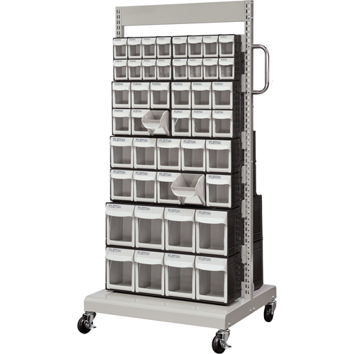 Mobile Tilt Bin Rack, Double-sided, 92 bins, 26-1/4" W x 22" D x 57-1/2" H Dufferin Supply