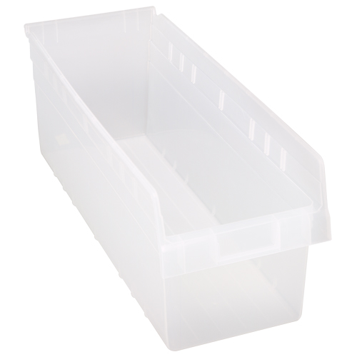 Store-Max Shelf Bins, 8-3/8" W x 8" H x 23-5/8" D, Clear, 68 lbs. Capacity Dufferin Supply