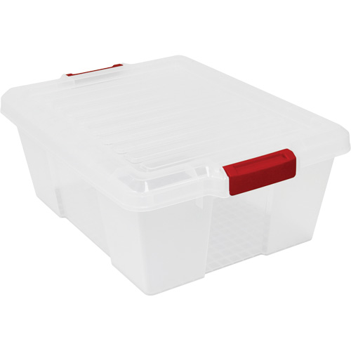 Plastic Latch Container, 15.875" W x 21" D x 7.75" H, Clear Dufferin Supply
