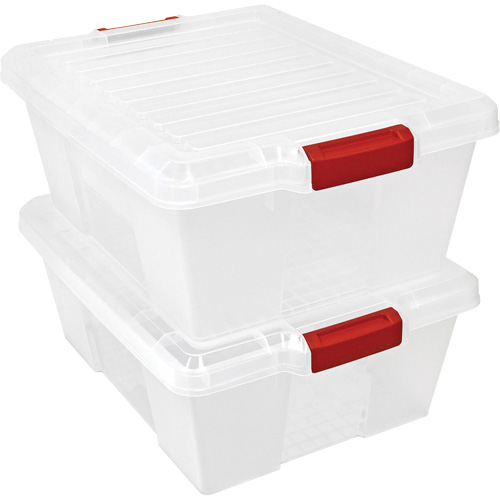 Plastic Latch Container, 15.875" W x 21" D x 7.75" H, Clear Dufferin Supply