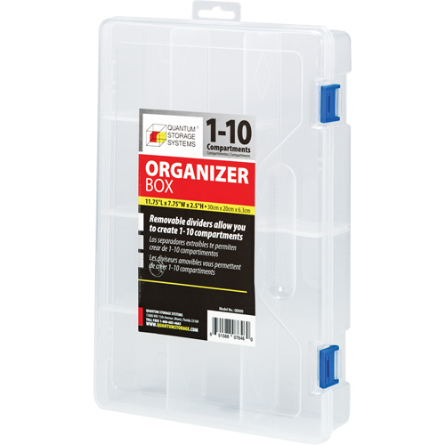 Plastic Compartment Box, 7.75" W x 11.75" D x 2.2" H, 10 Compartments Dufferin Supply