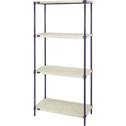 Wire Shelving Unit with Plastic Shelves, Wire Frame with Plastic Shelves, Boltless, 600 lbs. Capacity, 30" W x 72" H x 18" D Dufferin Supply
