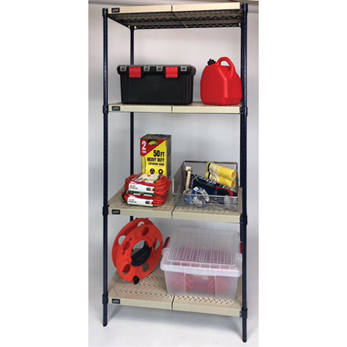 Wire Shelving Unit with Plastic Shelves, Wire Frame with Plastic Shelves, Boltless, 600 lbs. Capacity, 30" W x 72" H x 18" D Dufferin Supply