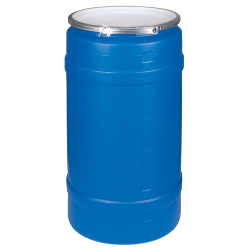 Polyethylene Drums, 30 US gal. (25 imp. Gal.), Open Top, Blue Dufferin Supply