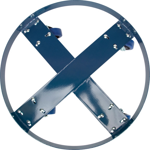 Chariot pour baril, Acier, Capacit&eacute;e 1400 lb, Diam&egrave;tre 24", Roue en &eacute;lastique bleu Dufferin Supply