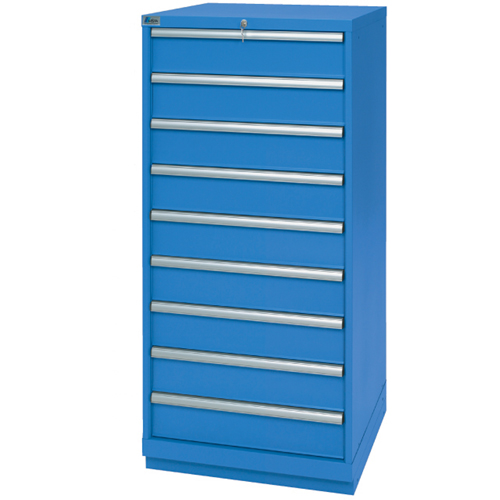 Drawer Cabinets, 9 Drawers, 28-1/4" W x 28-1/2" D x 59-1/2" H, Bright blue Dufferin Supply