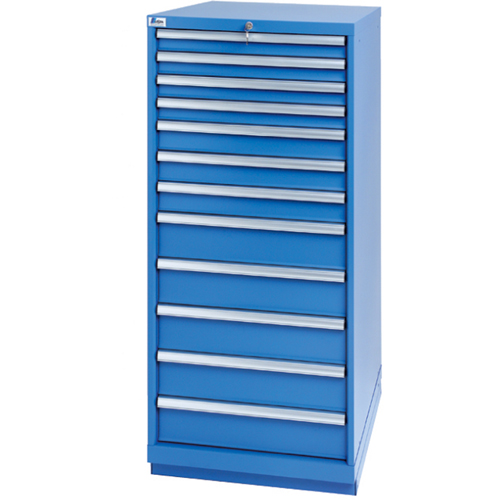 Drawer Cabinets, 12 Drawers, 28-1/4" W x 28-1/2" D x 59-1/2" H, Bright blue Dufferin Supply