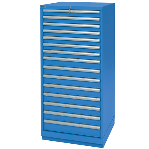 Drawer Cabinets, 15 Drawers, 28-1/4" W x 28-1/2" D x 59-1/2" H, Bright blue Dufferin Supply