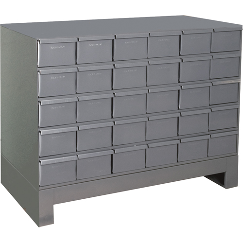 Industrial Drawer Cabinets With Base, 30 Drawers, 34-1/8" W x 12-1/4" D x 26-7/8" H, Grey Dufferin Supply
