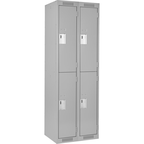 Clean Line Lockers, 2 -tier, Bank of 2, 24" x 18" x 72", Steel, Grey, Rivet (Assembled) Dufferin Supply
