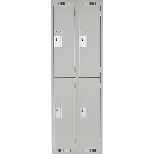 Clean Line Lockers, 2 -tier, Bank of 2, 24" x 18" x 72", Steel, Grey, Rivet (Assembled) Dufferin Supply