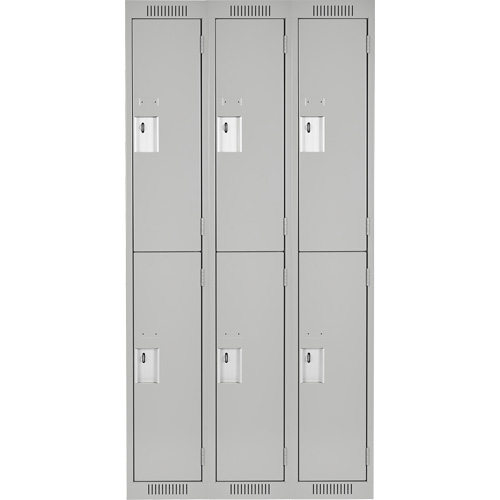 Clean Line Lockers, 2 -tier, Bank of 3, 36" x 18" x 72", Steel, Grey, Rivet (Assembled) Dufferin Supply