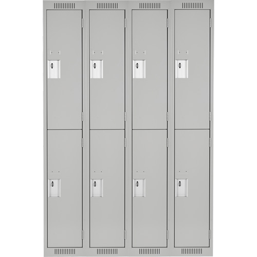 Clean Line Lockers, 2 -tier, Bank of 4, 48" x 18" x 72", Steel, Grey, Rivet (Assembled) Dufferin Supply
