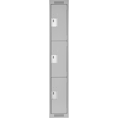 Casiers Clean Line, 3 niveaux, 12" x 18" x 72", Acier, Gris, Rivet (assembl&eacute;) Dufferin Supply