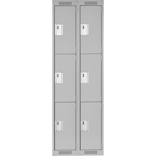Clean Line Lockers, 3 -tier, Bank of 2, 24" x 18" x 72", Steel, Grey, Rivet (Assembled) Dufferin Supply