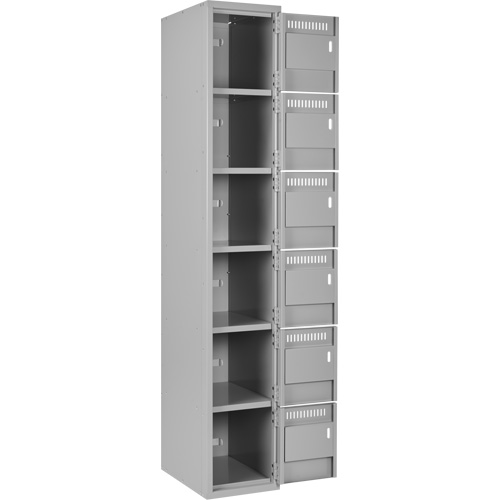 Clean Line Lockerettes, 6 -tier, Bank of 4, 48" x 18" x 72", Steel, Grey, Rivet (Assembled) Dufferin Supply