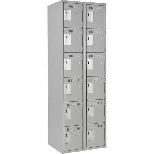 Clean Line Lockerettes, 6 -tier, Bank of 2, 24" x 18" x 72", Steel, Grey, Rivet (Assembled) Dufferin Supply