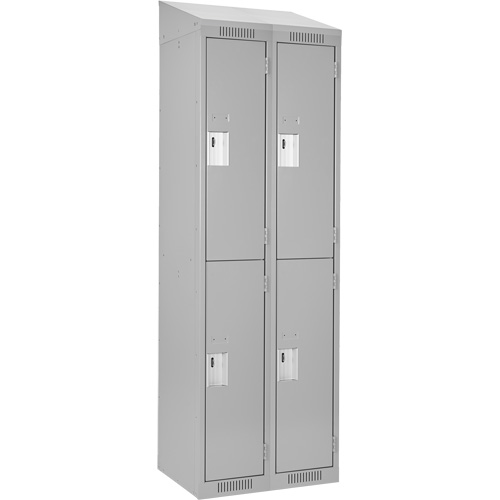 Clean Line Lockers, 2 -tier, Bank of 2, 24" x 18" x 78", Steel, Grey, Rivet (Assembled) Dufferin Supply