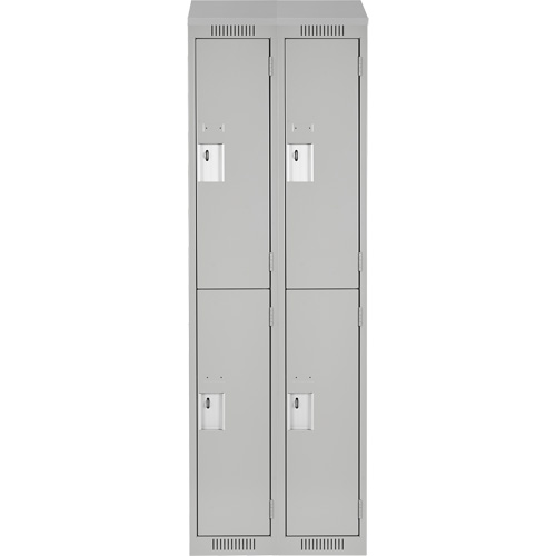 Clean Line Lockers, 2 -tier, Bank of 2, 24" x 18" x 78", Steel, Grey, Rivet (Assembled) Dufferin Supply