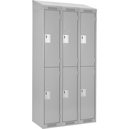 Clean Line Lockers, 2 -tier, Bank of 3, 36" x 18" x 78", Steel, Grey, Rivet (Assembled) Dufferin Supply