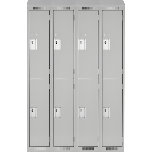 Clean Line Lockers, 2 -tier, Bank of 4, 48" x 18" x 78", Steel, Grey, Rivet (Assembled) Dufferin Supply