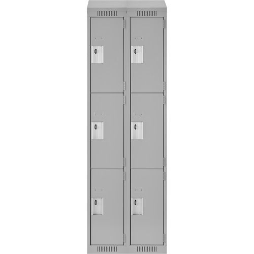 Clean Line Lockers, 3 -tier, Bank of 2, 24" x 18" x 78", Steel, Grey, Rivet (Assembled) Dufferin Supply
