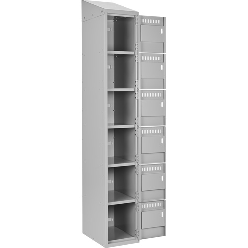 Clean Line Lockerette , 6 -tier, Bank of 4, 48" x 18" x 78", Steel, Grey, Rivet (Assembled) Dufferin Supply