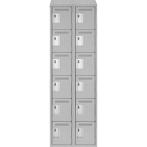 Clean Line Lockerette , 6 -tier, Bank of 2, 24" x 18" x 78", Steel, Grey, Rivet (Assembled) Dufferin Supply