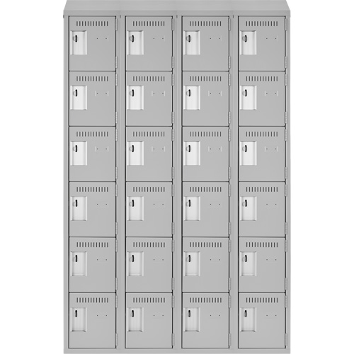 Clean Line Lockerette , 6 -tier, Bank of 4, 48" x 18" x 78", Steel, Grey, Rivet (Assembled) Dufferin Supply