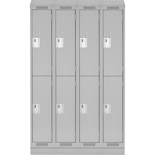 Clean Line Lockers, 2 -tier, Bank of 4, 48" x 18" x 82", Steel, Grey, Rivet (Assembled) Dufferin Supply