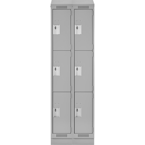 Clean Line Lockers, 3 -tier, Bank of 2, 24" x 18" x 82", Steel, Grey, Rivet (Assembled) Dufferin Supply