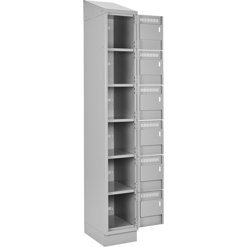 Clean Line Lockerette, 6 -tier, Bank of 4, 48" x 18" x 82", Steel, Grey, Rivet (Assembled) Dufferin Supply