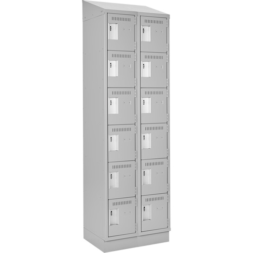 Clean Line Lockerette, 6 -tier, Bank of 2, 24" x 18" x 82", Steel, Grey, Rivet (Assembled) Dufferin Supply