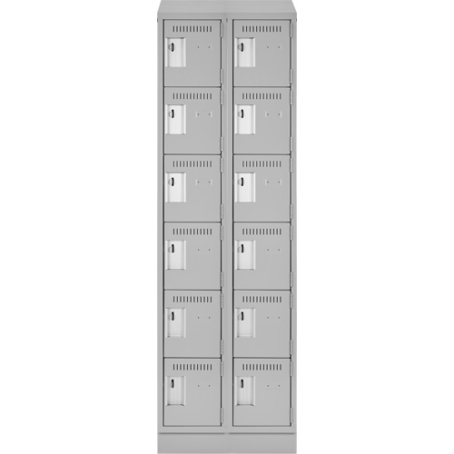 Clean Line Lockerette, 6 -tier, Bank of 2, 24" x 18" x 82", Steel, Grey, Rivet (Assembled) Dufferin Supply