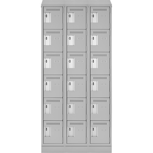 Clean Line Lockerette, 6 -tier, Bank of 3, 36" x 18" x 82", Steel, Grey, Rivet (Assembled) Dufferin Supply