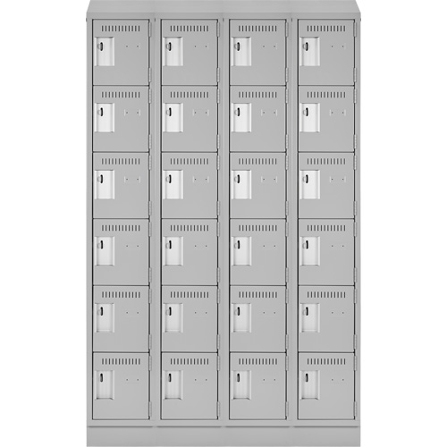 Clean Line Lockerette, 6 -tier, Bank of 4, 48" x 18" x 82", Steel, Grey, Rivet (Assembled) Dufferin Supply