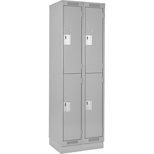 Clean Line Lockers, 2 -tier, Bank of 2, 24" x 18" x 76", Steel, Grey, Rivet (Assembled) Dufferin Supply