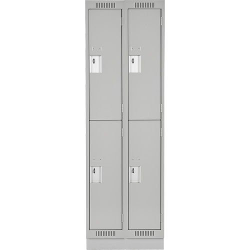 Clean Line Lockers, 2 -tier, Bank of 2, 24" x 18" x 76", Steel, Grey, Rivet (Assembled) Dufferin Supply
