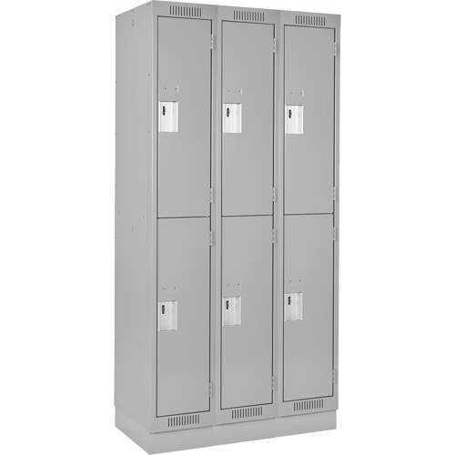 Clean Line Lockers, 2 -tier, Bank of 3, 36" x 18" x 76", Steel, Grey, Rivet (Assembled) Dufferin Supply