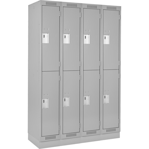 Clean Line Lockers, 2 -tier, Bank of 4, 48" x 18" x 76", Steel, Grey, Rivet (Assembled) Dufferin Supply